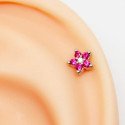Piercing de Orelha em Aço Cirúrgico - Florzinha Zircônias Rosas - 6ORE682