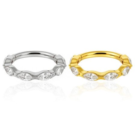 Piercing Luxo Hélix ou Conch - Argolinha Clicker em Titânio com Zircônias - 6ORE900