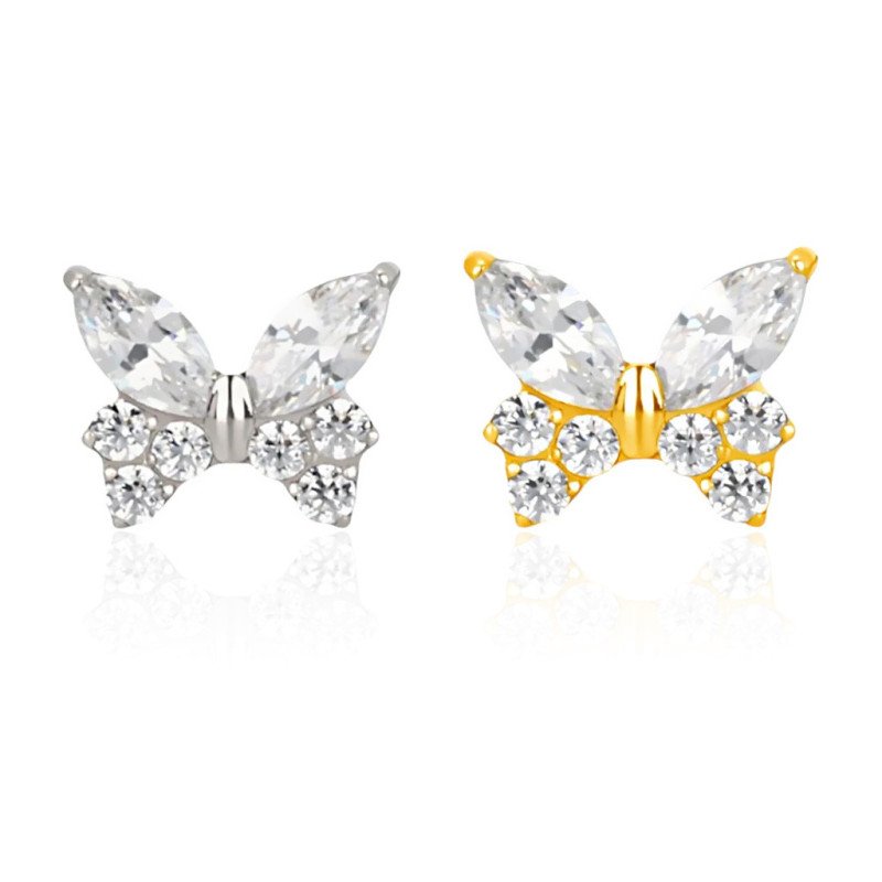 Piercing Labret Borboleta Trillion Luxuosa em Titânio - 6ORE964