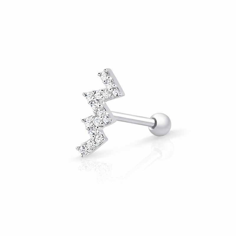 Piercing de Orelha em Aço Cirúrgico com Raio - 6ORE329