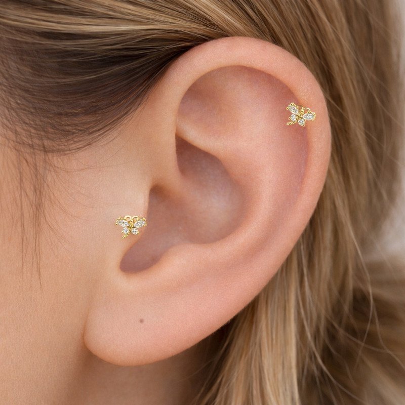 Piercing de Orelha - Mini Libélula em Zircônias - 6ORE1064