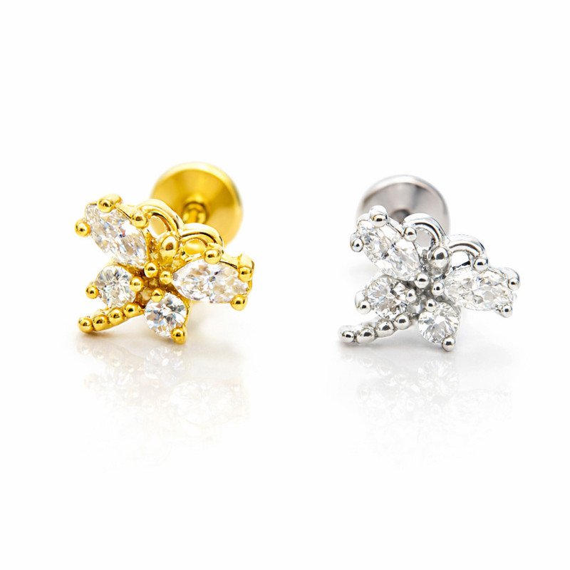 Piercing de Orelha - Mini Libélula em Zircônias - 6ORE1064