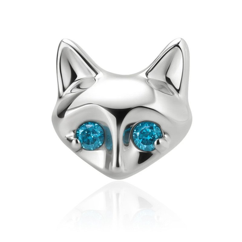 Piercing para Orelha - Labret Gatinho em Titânio com Zircônias Azuis - 6ORE1066