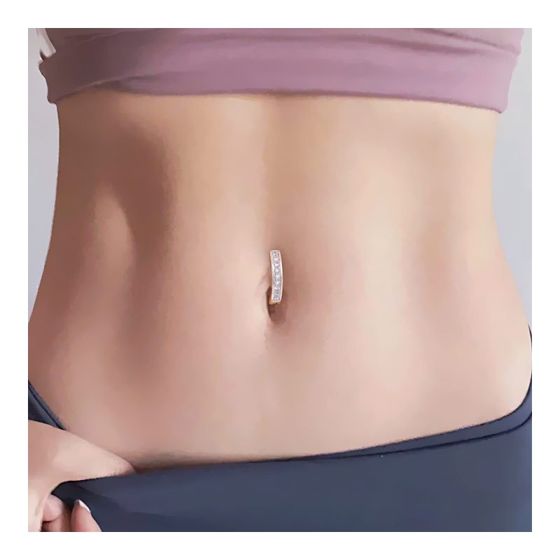 Piercing de Umbigo em Titânio - Argola com Zircônias - 1DIV158