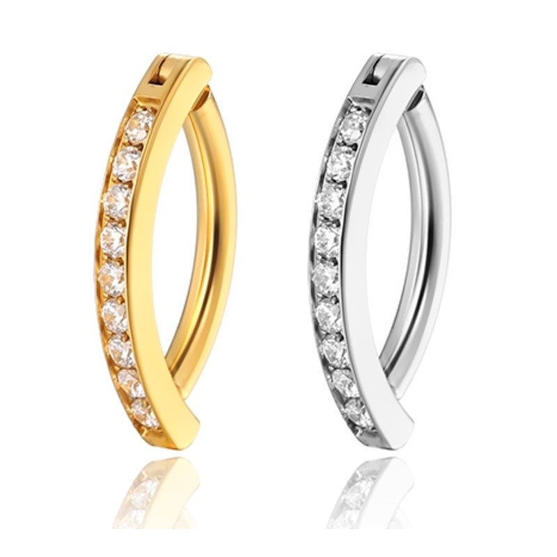 Piercing de Umbigo em Titânio - Argola com Zircônias - 1DIV158