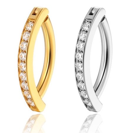 Piercing de Umbigo em Titânio - Argola com Zircônias - 1DIV158