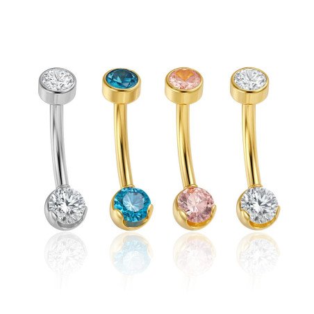 Piercing de Umbigo em Titânio com Zircônias – Inspirado no Design Anatometal - 1SIM150