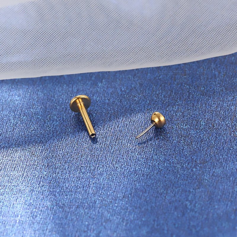 Piercing Australiano 0.8 em Titânio Natural ou PVD Gold - Pin Push Tragus ou Hélix - Ponto de Luz - 7TRG199