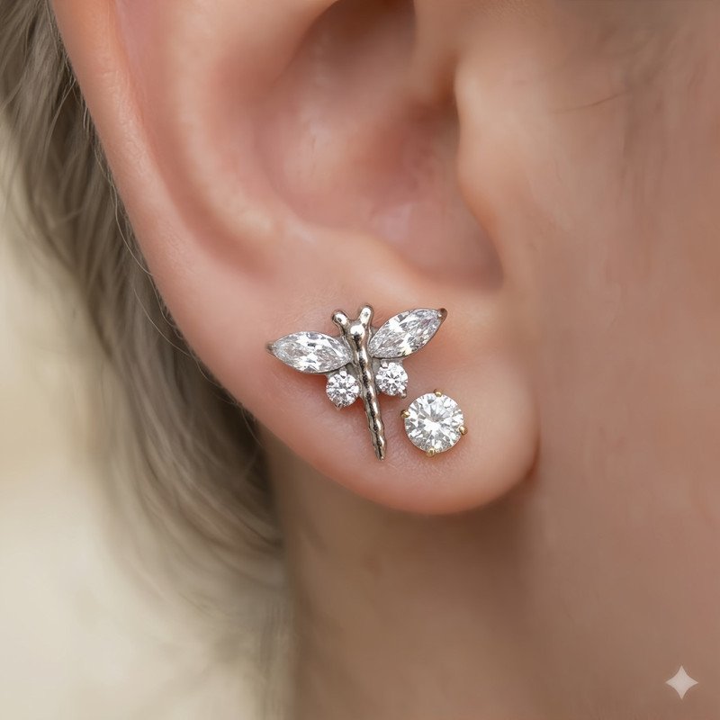 Piercing para Orelha - Labret Libélula em Titânio Deluxe - 6ORE1071