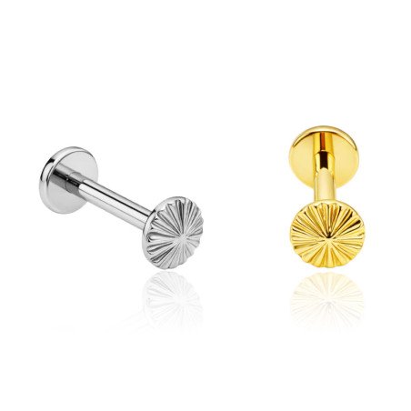 Piercing para Orelha - Labret Disco Texturizado em Titânio - 7TRG281