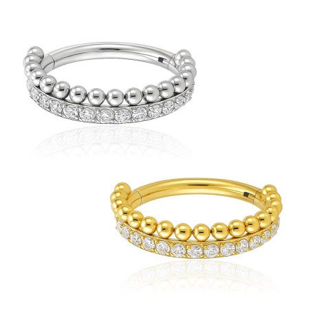 Piercing  Conch Argolinha Clicker Cravejada - 100% em Titânio - 6ORE617