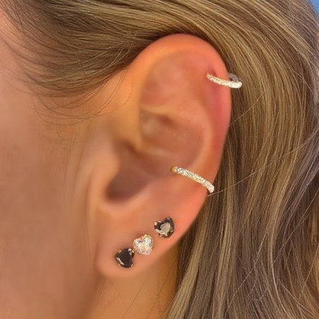 Piercing Hélix ou Conch Argolinha D Meia Cravejada - 100% em Titânio - 6ORE1074