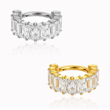 Piercing Hélix Argola Elegance Zircônias Baguete - 100% em Titânio - 6ORE1075