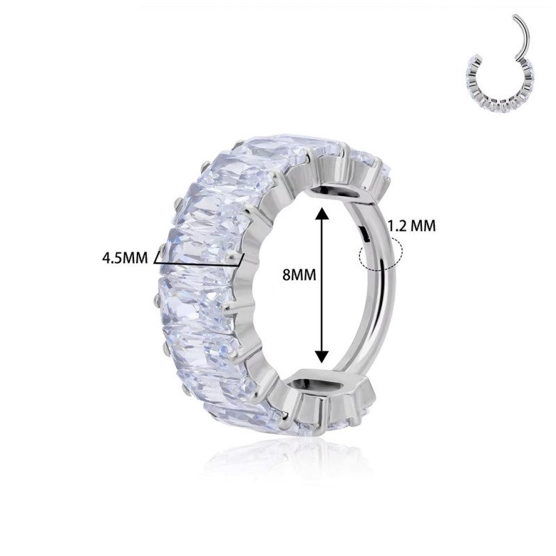 Piercing Hélix Argola Elegance Zircônias Baguete - 100% em Titânio - 6ORE1075