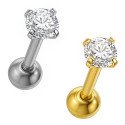 Piercing para Orelha - Ponto de Luz - Pin Push com Zircônia tipo Swarovski - 6ORE1076