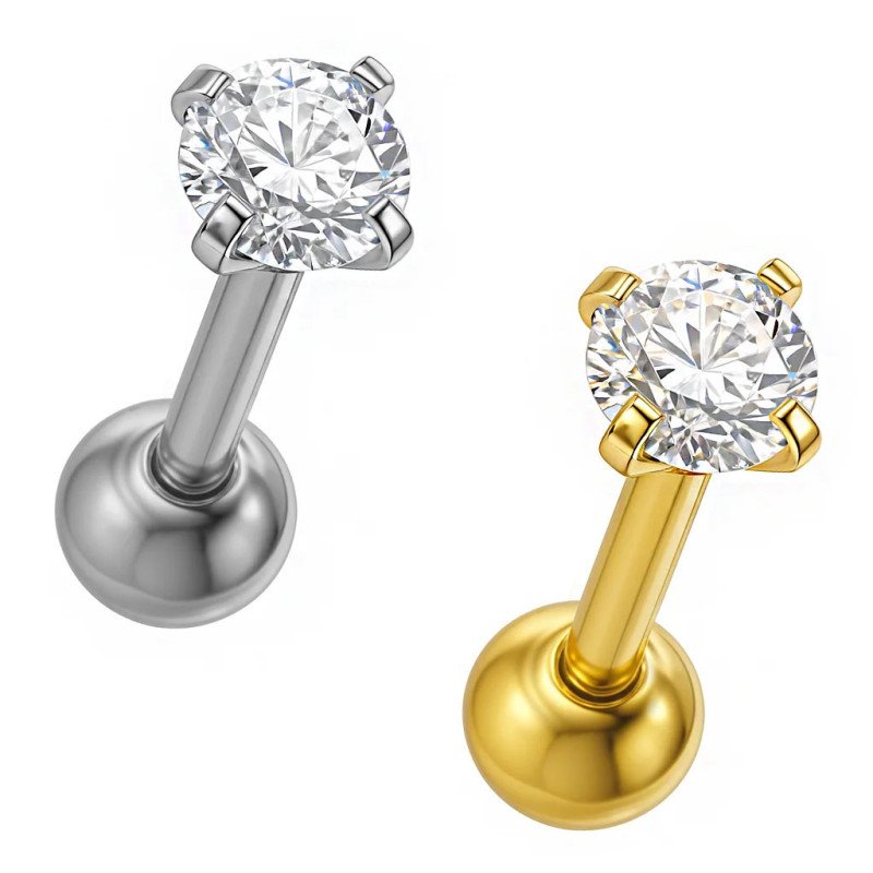 Piercing para Orelha - Ponto de Luz - Pin Push com Zircônia tipo Swarovski - 6ORE1076