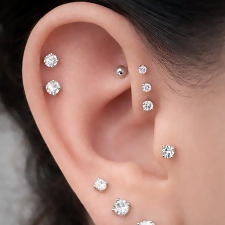 Piercing para Orelha - Ponto de Luz - Pin Push com Zircônia tipo Swarovski - 6ORE1076