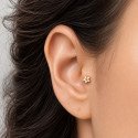 Piercing para Orelha - Labret Flor Sakura com pedra Opala - 6ORE1079