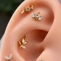 Piercing de Orelha - Labret Abelha com Zircônias - Aço Cirúrgico - 6ORE1085