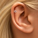 Piercing de Orelha - Labret Círculo com Zircônias - Aço Cirúrgico - 6ORE1086