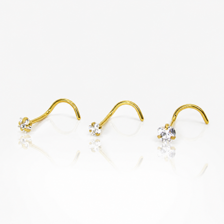 Piercings de Nariz - Dourado - PVD Gold - Zircônia - Aço Cirúrgico - 2NAA75