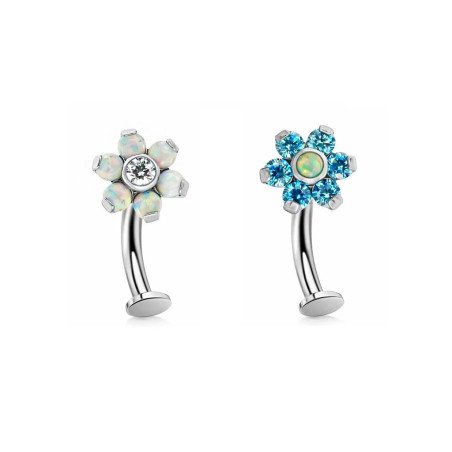 Piercing de Umbigo em Titânio - Banana Floating Mini Flor com Zircônias - 1FLO102