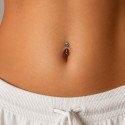 Piercing de Umbigo em Titânio - Banana Floating Mini Flor com Zircônias - 1FLO102