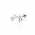 Piercing para Orelha - Cluster Flor em Prata 925 - 6ORE1090