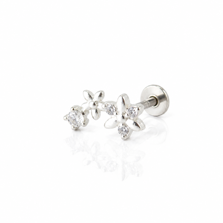 Piercing para Orelha - Cluster Flor em Prata 925 - 6ORE1090