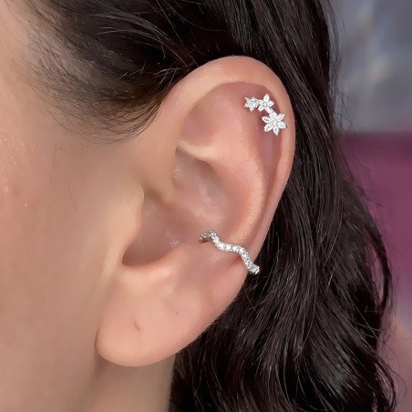 Piercing para Orelha - Cluster Flor em Prata 925 - 6ORE1090