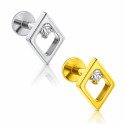 Piercing para Orelha - Labret Losango Fashion em Titânio com Zircônia - 6ORE1093