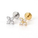 Piercing para Orelha - Labret Trevo da Sorte em Titânio - 6ORE1094