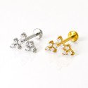 Piercing para Orelha - Labret Cluster Flores Cravejado de Zircônias em Aço Cirúrgico - 6ORE1098