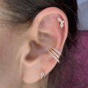 Piercing para Orelha - Labret Cluster Flores Cravejado de Zircônias em Aço Cirúrgico - 6ORE1098