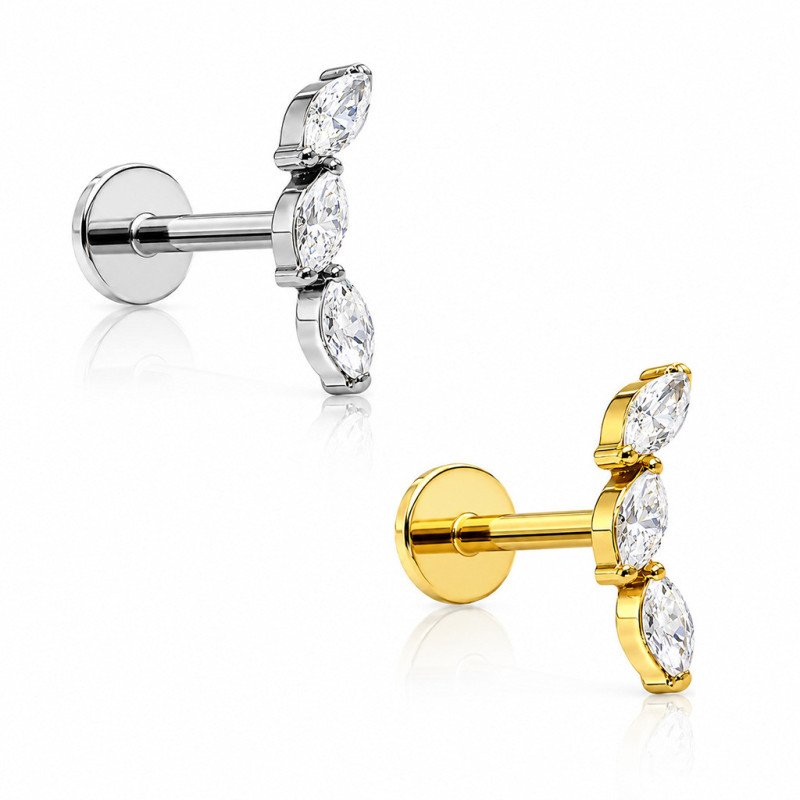 Piercing de Tragus Labret Mini Guirlanda com Zircônias  - Titânio Pin Push - 7TRG283