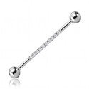 Piercing Transversal em Aço Cirúrgico com Cristais - 5TRA121