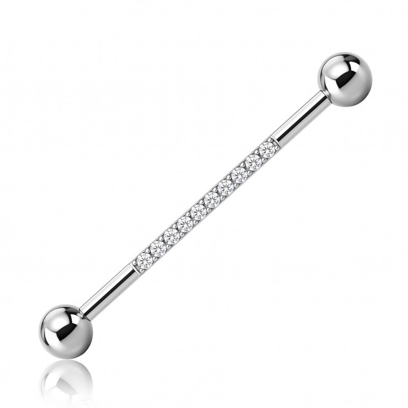 Piercing Transversal em Aço Cirúrgico com Cristais - 5TRA121