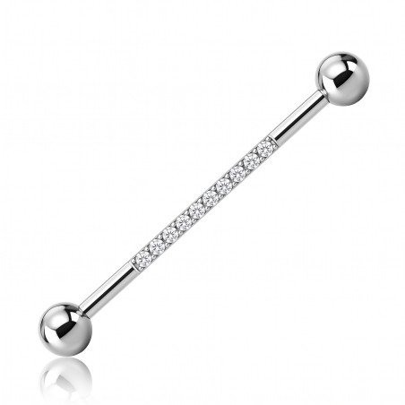 Piercing Transversal em Aço Cirúrgico com Cristais - 5TRA121