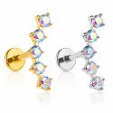 Piercing Labret Cluster em Titânio - Linha Luxo - 5 Zircônias Furta Cor - 6ORE1099