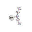 Piercing Labret Cluster em Titânio - Linha Luxo - 5 Zircônias Furta Cor - 6ORE1099