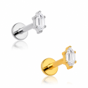 Piercing Labret Push Pin Mini Baguete Hexagonal em Titânio - 7TRG284