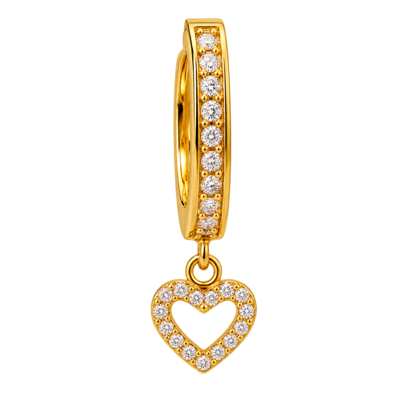 Piercing de Umbigo em Titânio com Coração com Zircônias - 1COR112