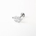 Piercing para Orelha - Labret Folhinha em Prata 925 com Zircônias - 6ORE1103