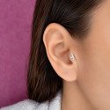 Piercing para Orelha - Flor de Lótus em Prata 925 com Zircônias - 6ORE1104