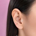 Piercing para Orelha - Flor de Lótus em Prata 925 com Zircônias - 6ORE1104