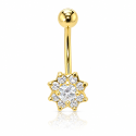 Piercings de Umbigo Dourado - Flor Cravejada de Cristais - 1FLO95
