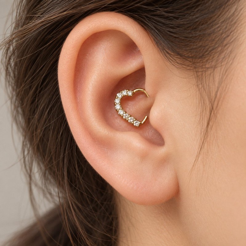 Piercing de Orelha Daith com Cristais- 6ORE307