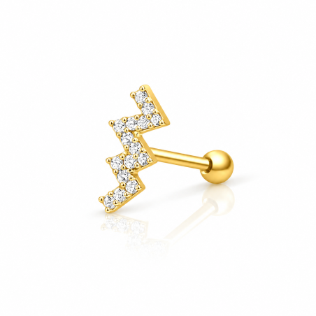 Piercing de Orelha Dourado com Raio - 6ORE328