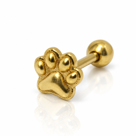 Piercing Banhado a Ouro para Orelha com Patinha - 6ORE363