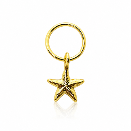 Piercing de Orelha Banhado a Ouro - Argolinha Sereia Estrela do Mar - 6ORE366